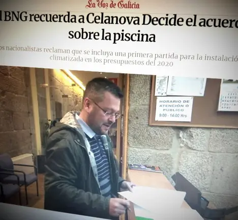 Nova na web de La Voz sobre a presentaci&oacute;n da moci&oacute;n sobre a piscina climatizada. 14.11.2019